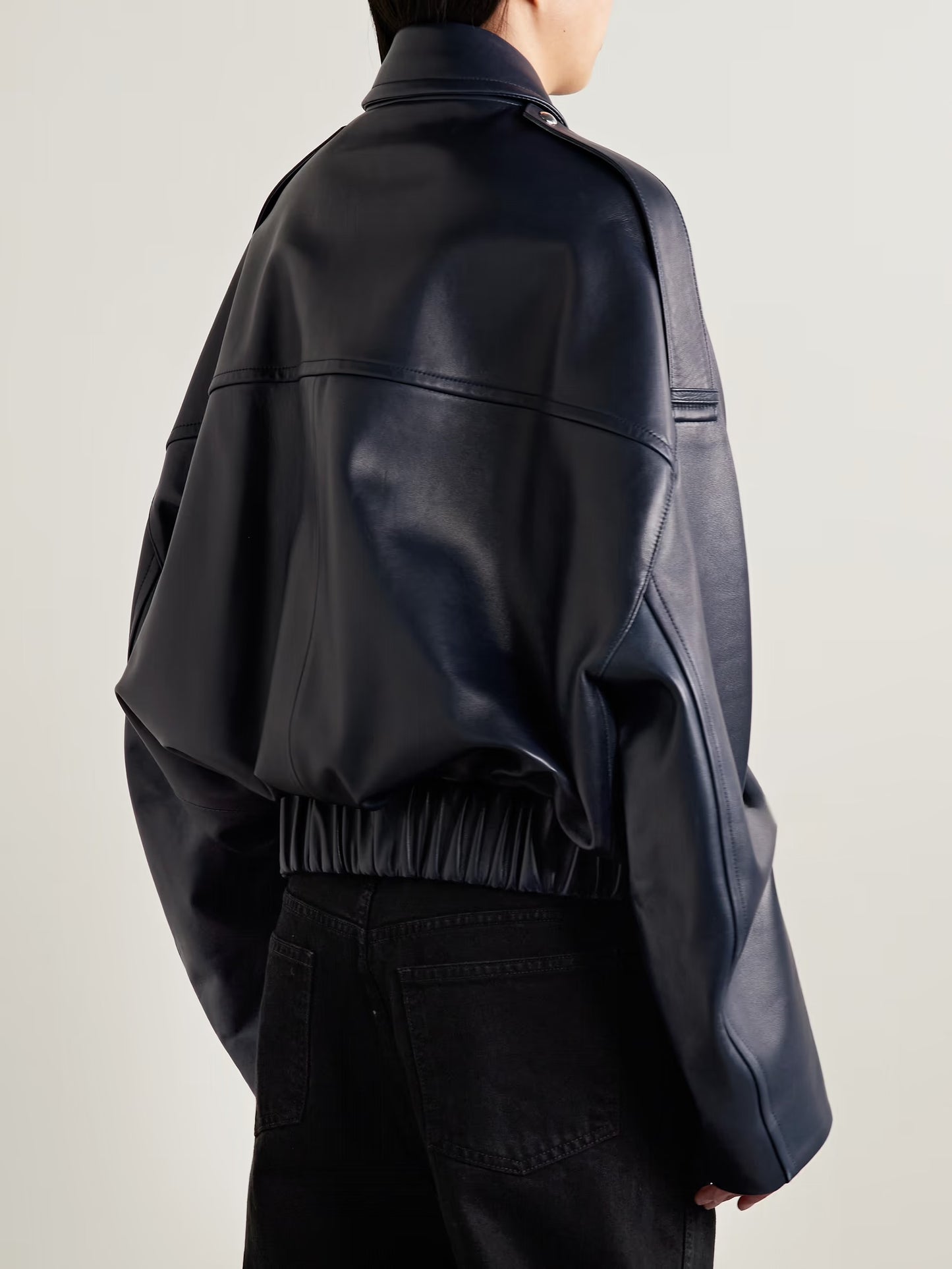 KHAITE Owey oversized leather bomber jacket