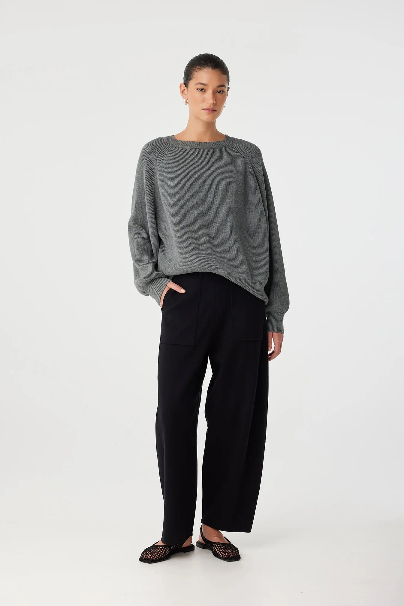 ARCAA. Emery Sweater - Dark Grey Marle
