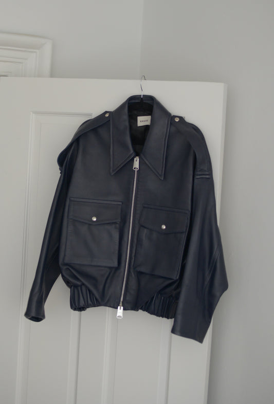 KHAITE Owey oversized leather bomber jacket
