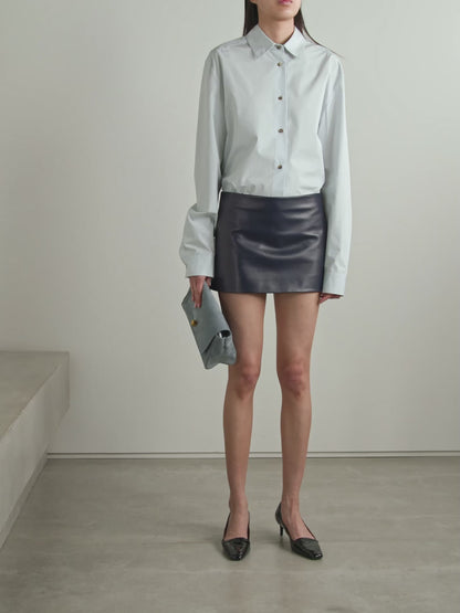 KHAITE Jett leather mini skirt