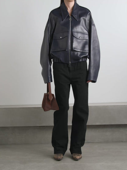 KHAITE Owey oversized leather bomber jacket