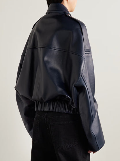 KHAITE Owey oversized leather bomber jacket